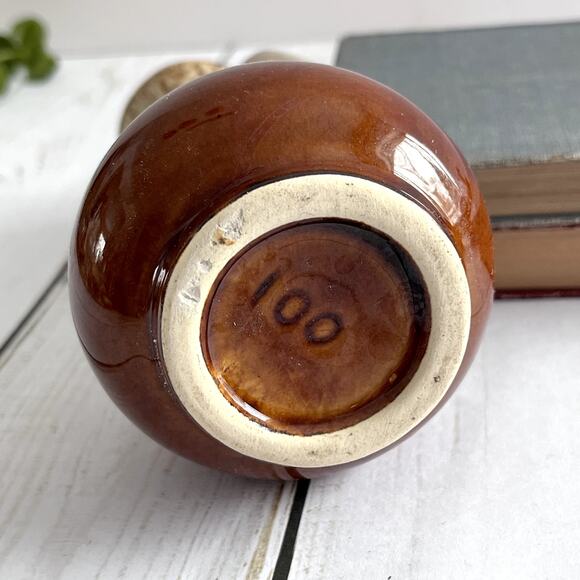 Vintage Hull Pottery Brown Drip Glaze Vase 2 Handles Brown USA Mid Century #100 - Picture 5 of 7